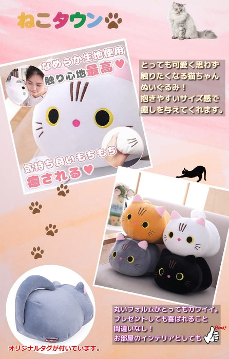 Cat Town Cute Dakimakura Fluffy Mochi Plush Cat Cushion Grey Kitten Plush Toys