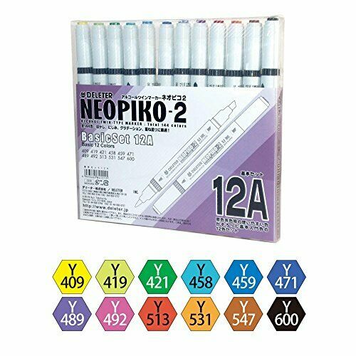 Deleter Neopiko-2 Alcohol Twin-Type Marker Basic Set 12 Farben