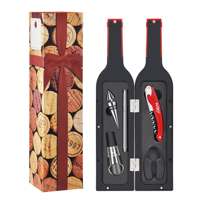 Kato Deluxe Wine Opener and Accessories Gift Set with Stopper Aerator Cutter