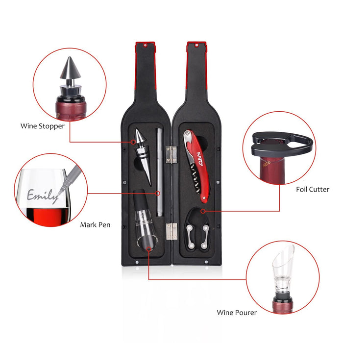 Kato Deluxe Wine Opener and Accessories Gift Set with Stopper Aerator Cutter