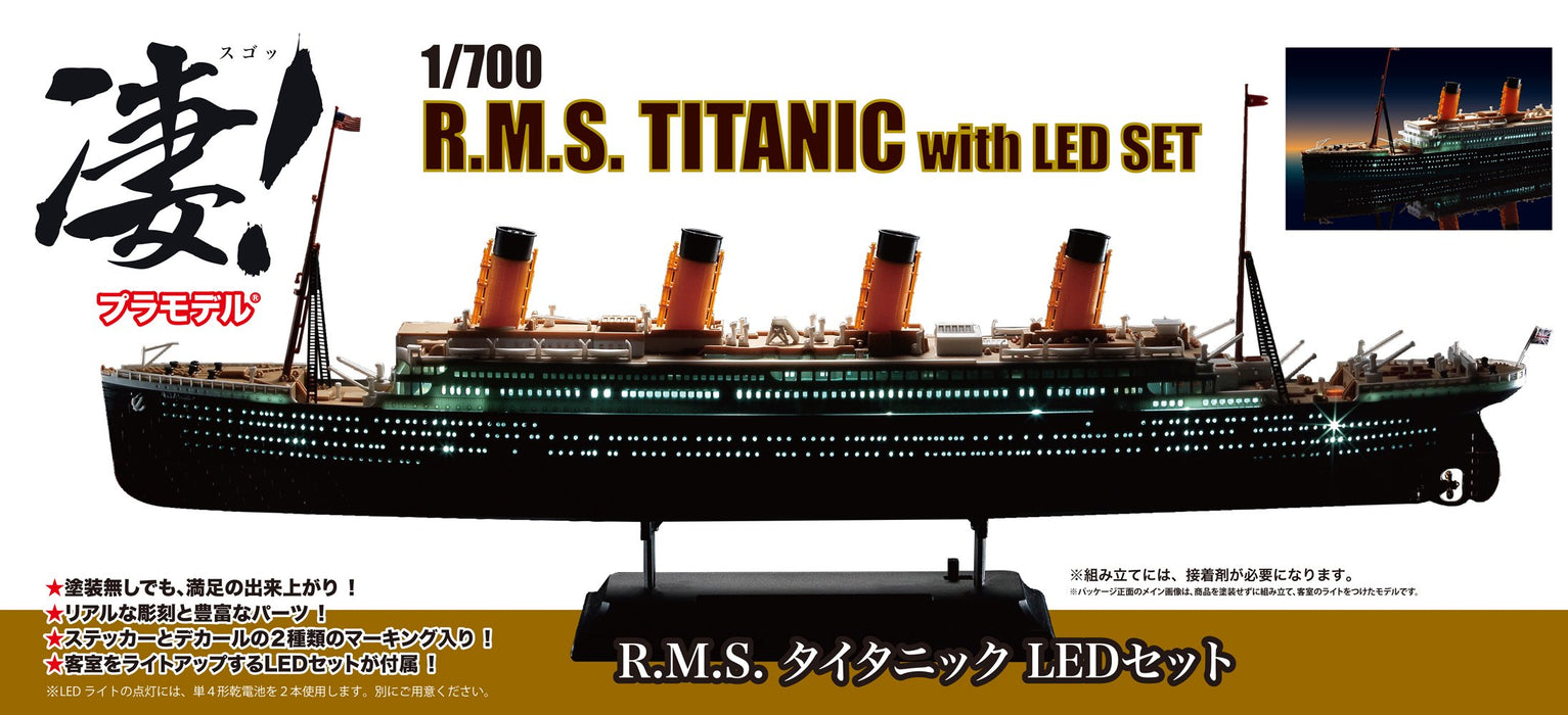DOYUSHA 412718 RMS Titanic mit LED-Licht-Set Kunststoff-Bausatz im Maßstab 1:700