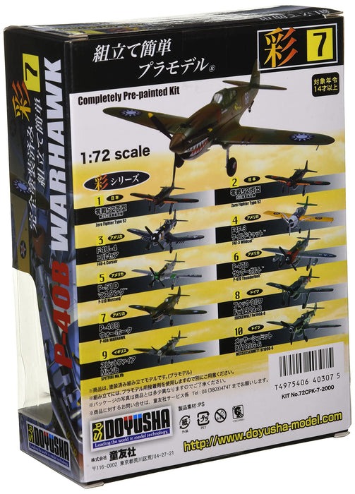 DOYUSHA 403075 P-40B Warhawk Maßstab 1:72, vollständig vorlackierter Kunststoffbausatz