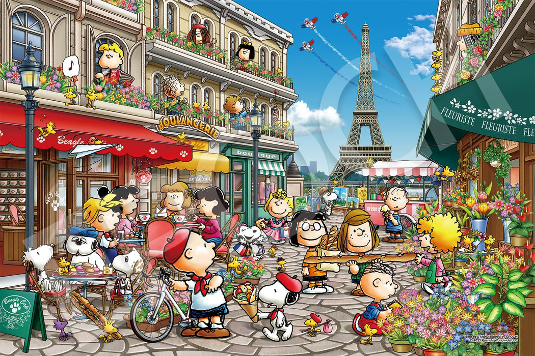 Epoch 1000pc Snoopy In Paris Jigsaw Puzzle 50x75cm 12-610S w/Glue Spatula & Score Ticket