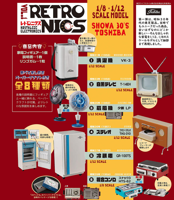 F-TOYS 1/12 1/8 Retronics Vol.1 Showa 30'S Toshiba Boîte de 8 pièces