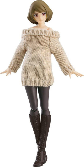 Max Factory Figma weiblicher Körper Chiaki Figur mit schulterfreiem Pulloverkleid Chiaki PVC Figur
