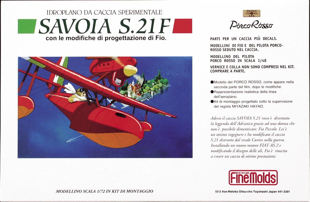 FINE MOLDS Fj3 Savoia S.21F Hydravion Dernier Modèle Porco Rosso Crimson Pig 1/72 Scale Kit