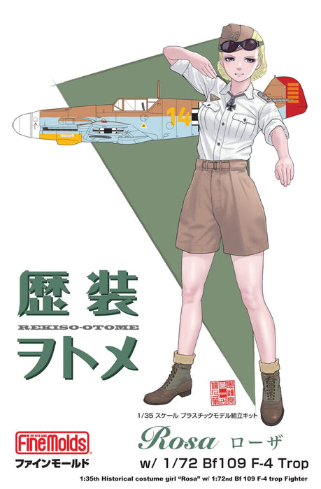 FINE MOLDS 1/35 Rekiso Otome Rosa mit 1/72 Bf109 F-4 Trop Plastikmodell