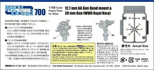 Fine Moulds Wa41 12,7 mm Aa Gun Quad Mount &amp; 20 mm Gun Wwii Royal Navy Modellbausatz