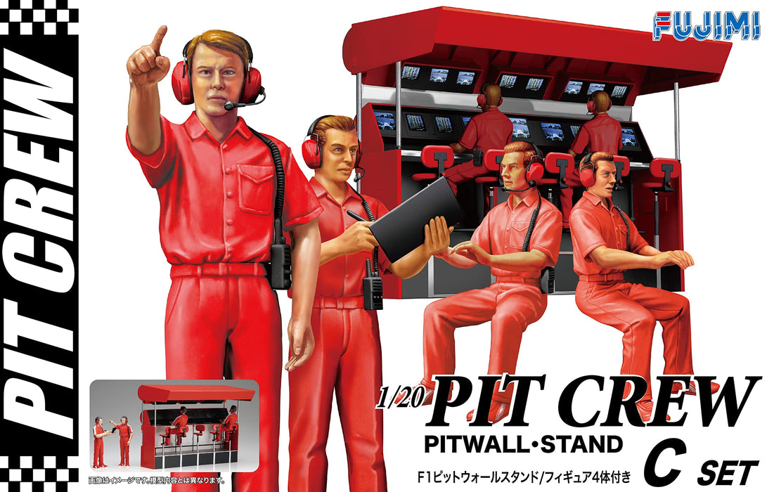 FUJIMI Garage &amp; Tool Series 1/20 Pit Crew Set C Pitwall Stand Kunststoffmodell