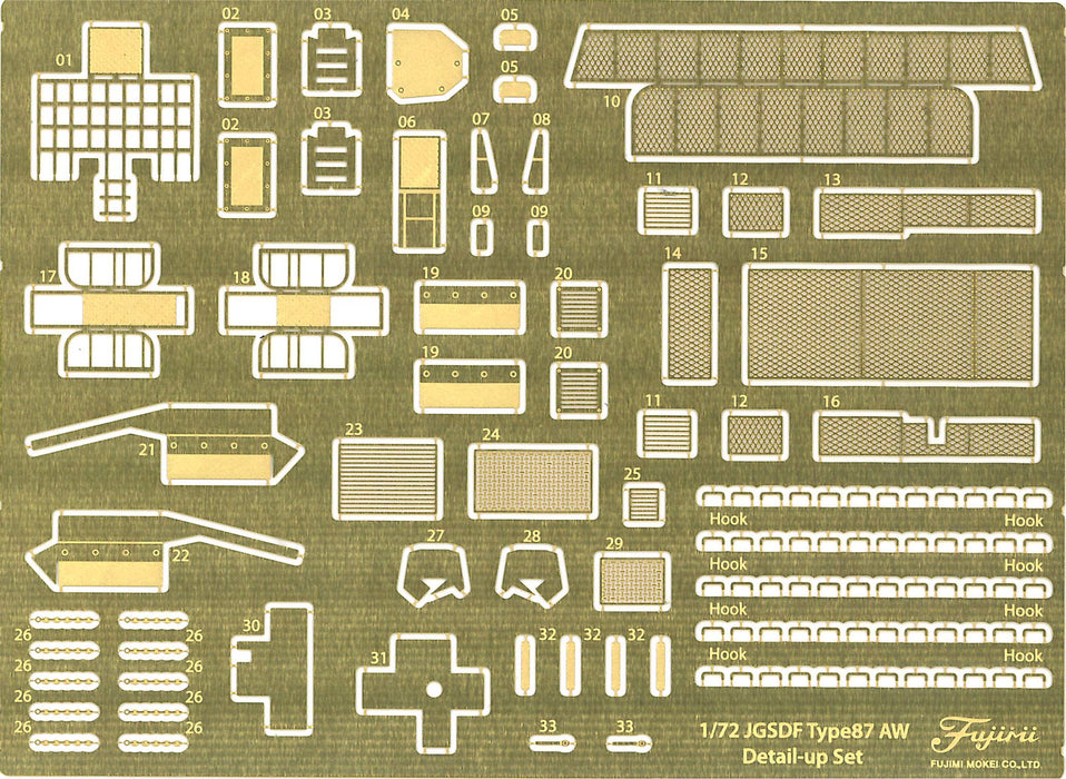 FUJIMI Ml201 Photo-Etched Parts For J.G.S.D.F Type 87 Self-Propelled Anti-Aircraft Gun 1/72 Scale