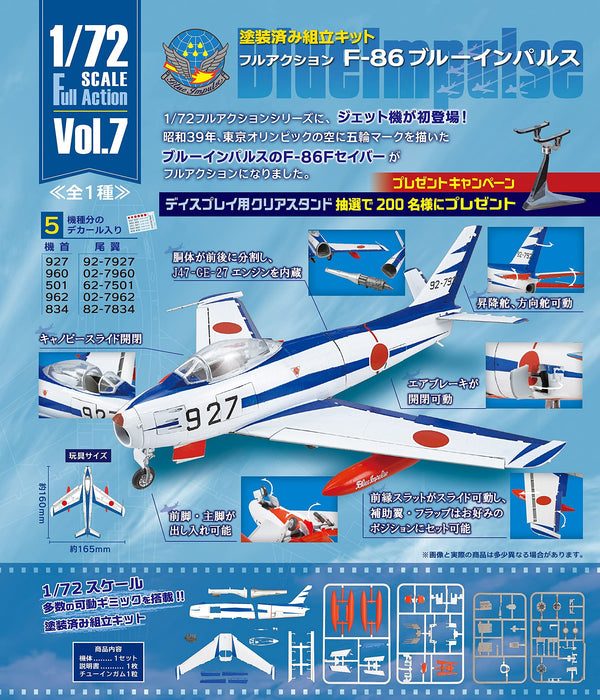 F-TOYS 1/72 Full Action Vol.7 F-86 Blue Impulse Vorlackierter Bausatz 5er-Pack