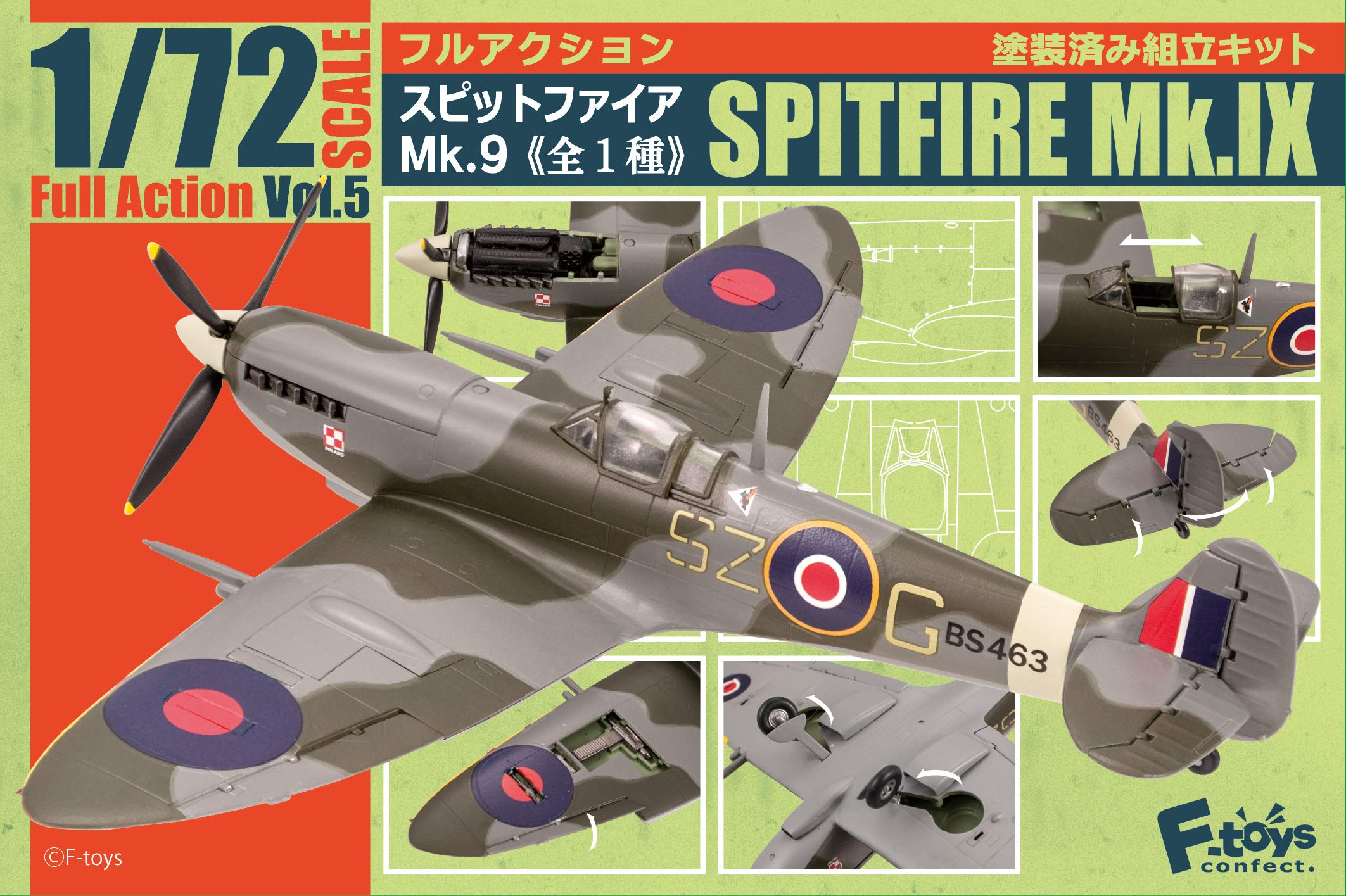 F Toys Full Action Spitfire Mk9 1 72 Scale 1 Pc