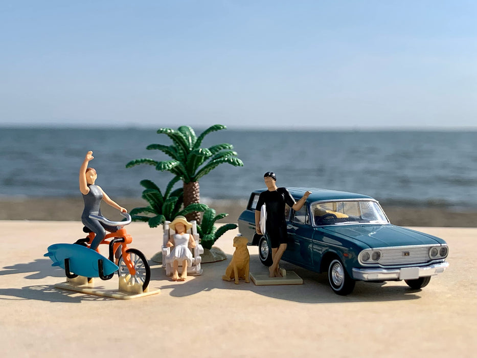 Tomytec Geocolle 64 Car Snap 19A Surfing Resin Dolls + Die-Cast Mini Car Set