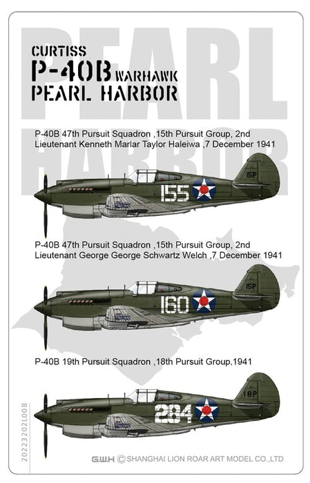 GREAT WALL HOBBY 1/32 P-40B Pearl Harbor Curtiss Warhawk Plastic Model