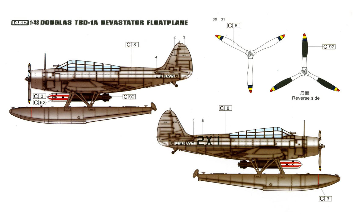 GREAT WALL HOBBY 1/48 Wwii Us Navy Tbd-1A Devastator Floatplane Plastique Modèle