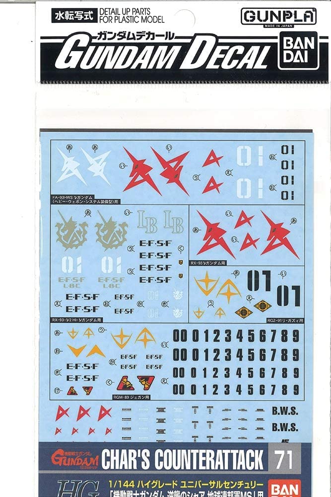 BANDAI Gundam Decal No.71 For Hguc 1/144 Char'S Counterattack- Japan Figure Store - #1 Bring To You The Best Japanese Goods