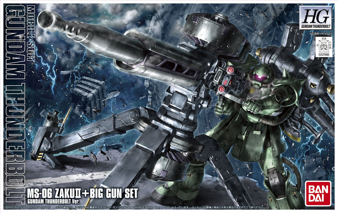 BANDAI Hg Gundam Ms-06 Zaku Ii + Big Gun Set Thunderbolt Version 1/144 Scale Kit