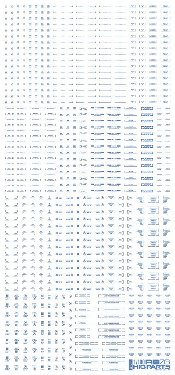 HIQPARTS 1/100 Rb03 Dashboard Decals One Color Blue