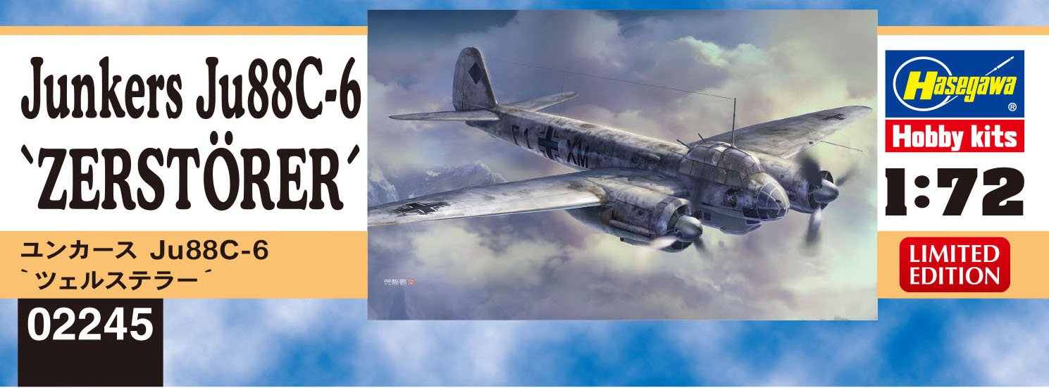 HASEGAWA 02245 Junkers Ju88C-6 Zerstorer Bausatz im Maßstab 1:72