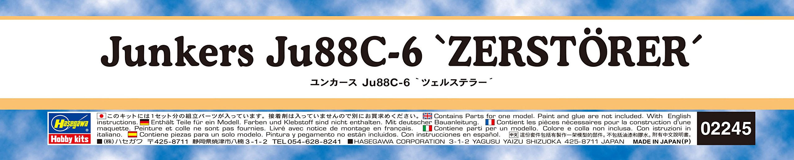 HASEGAWA 02245 Junkers Ju88C-6 Zerstorer Bausatz im Maßstab 1:72