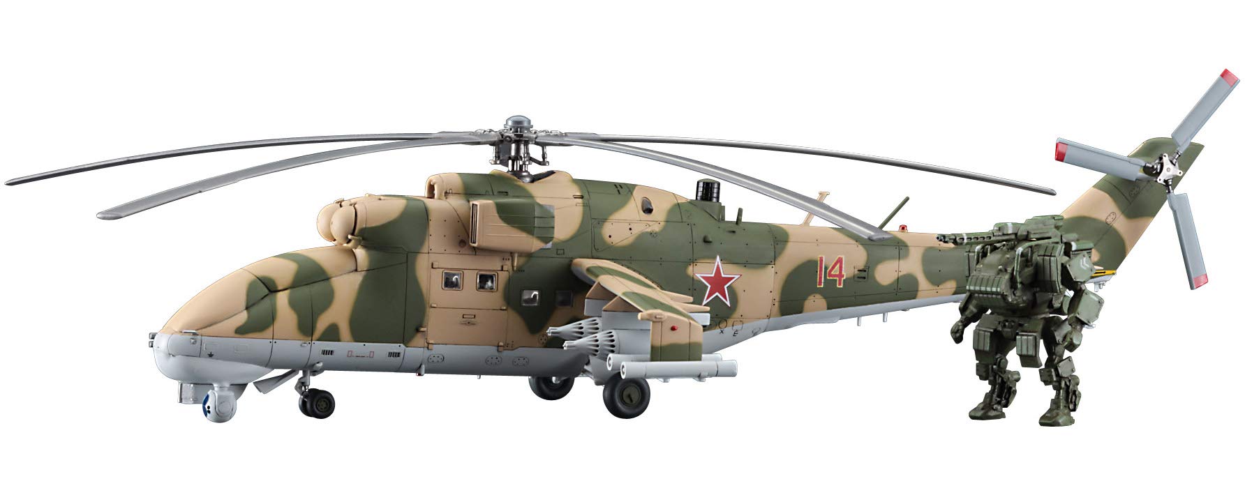 HASEGAWA 1/72 Mi-24 Hind Uav &amp; Humanoid Light Tank Goat Ugv Plastikmodell