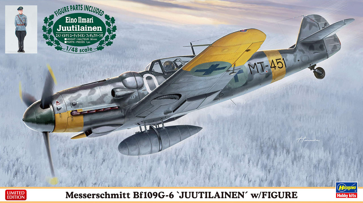 HASEGAWA 1/48 Messerschmitt Bf109G-6 'Juutilainen' mit Figur, Plastikmodell