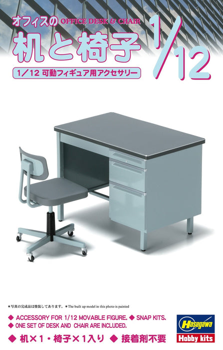 HASEGAWA 1/12 bureau et chaise modèle en plastique