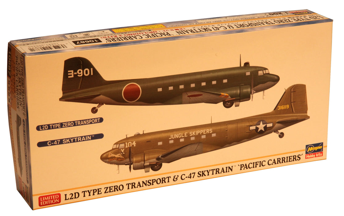 HASEGAWA 10687 L2D Type Zero Transport &amp; C-47 Skytrain Kit échelle 1/200
