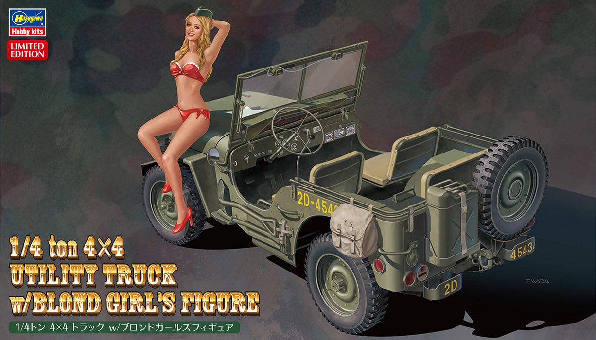 HASEGAWA 22497 1/4-Ton 4X4 Truck W/Blonde Girl Figure 1/24 Scale Kit
