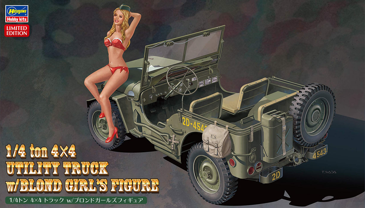 HASEGAWA 22497 1/4-Ton 4X4 Truck W/Blond Girl Figure Bausatz im Maßstab 1:24