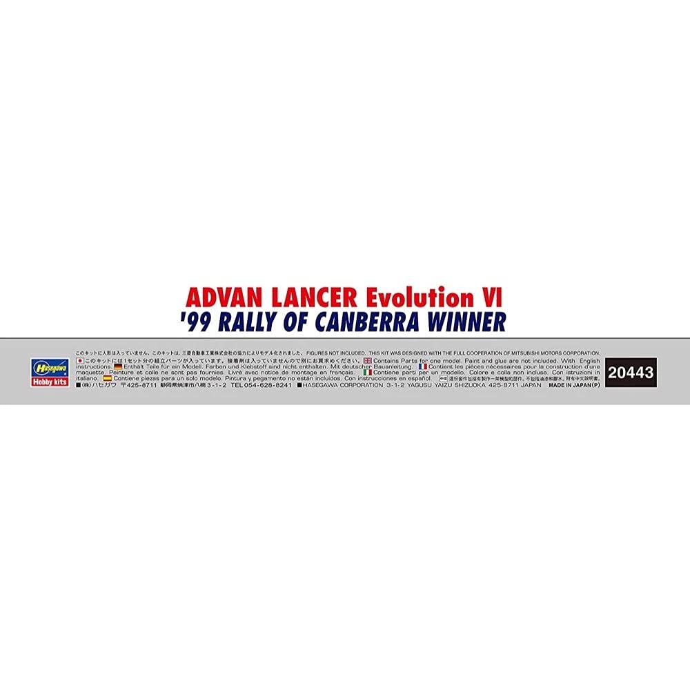 HASEGAWA 20443 Advan Lancer Evolution Vi 99 Rally Of Canberra Winner 1/24 Scale Kit- Japan Figure Store - #1 Bring To You The Best Japanese Goods