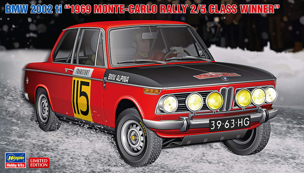 HASEGAWA 20420 Bmw 2002 Ti 1969 Monte Carlo Rally Class Winner 1/24 Scale Kit
