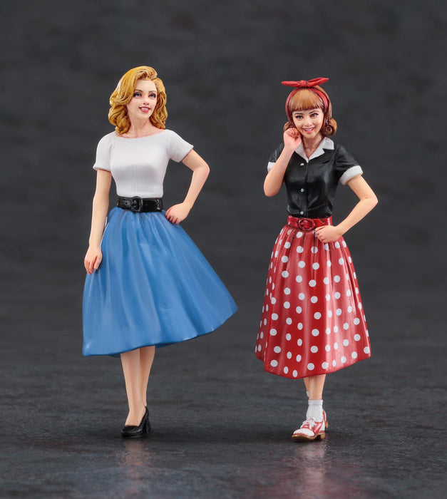 Hasegawa Figure Collection Series: Set of 2 50s American Girls 1/24 Plastic Model