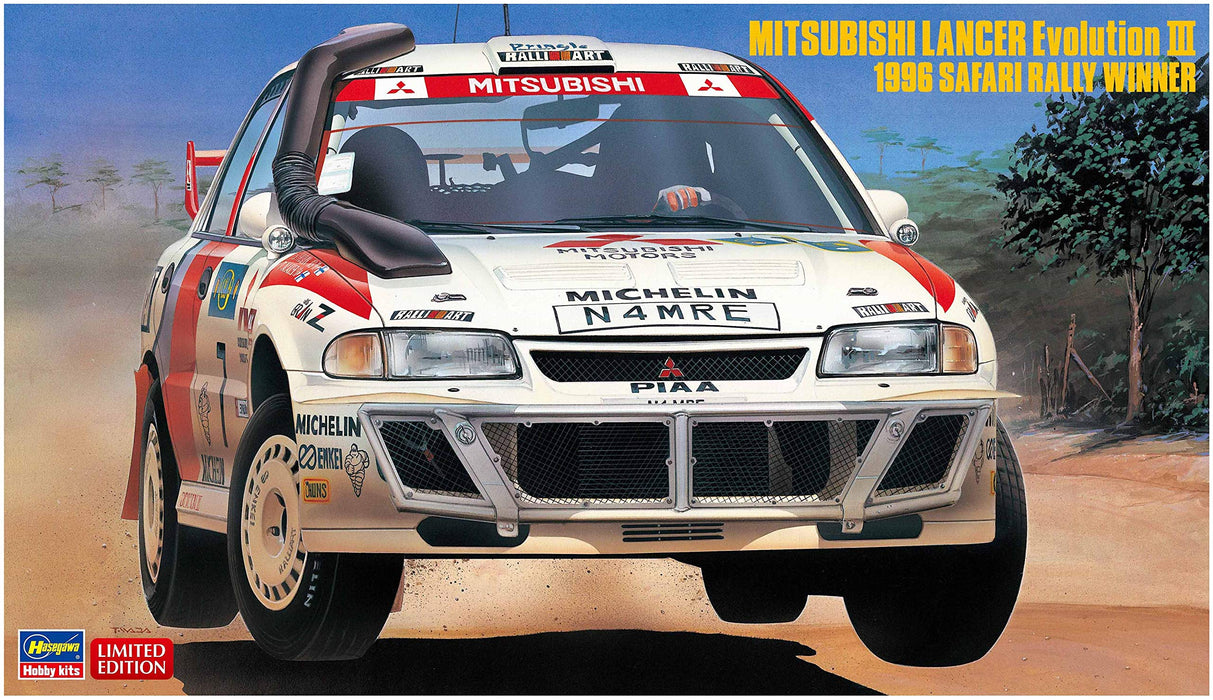 Hasegawa 1/24 Mitsubishi Lancer Evolution 3 1996 Safari Rally Winner Plastikmodell 20365