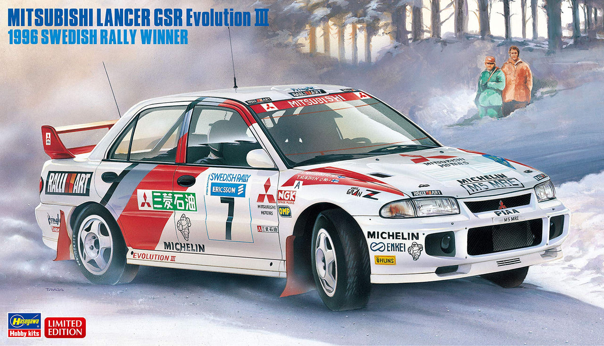 Hasegawa 20407 Mitsubishi Lancer Evolution III 1996 Schwedischer Rallyesieger, Autos im Maßstab 1/24