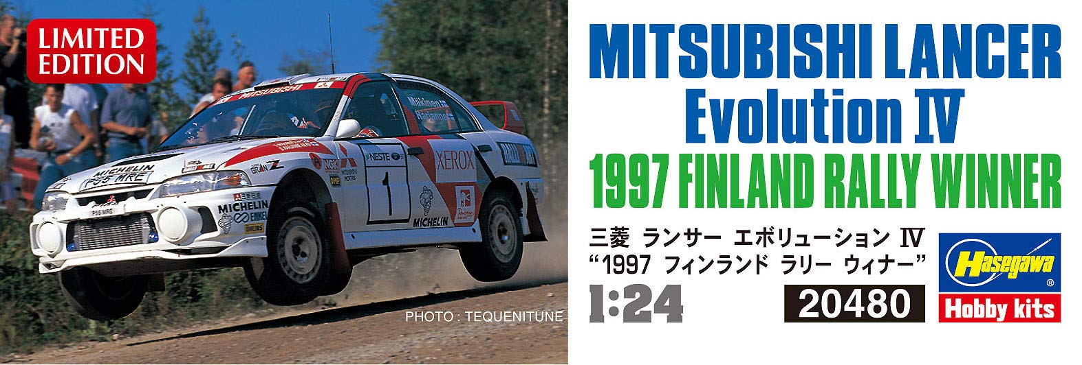 Hasegawa 1/24 Mitsubishi Lancer Evolution IV 1997 Finland Rally Winner Plastic Racing Car