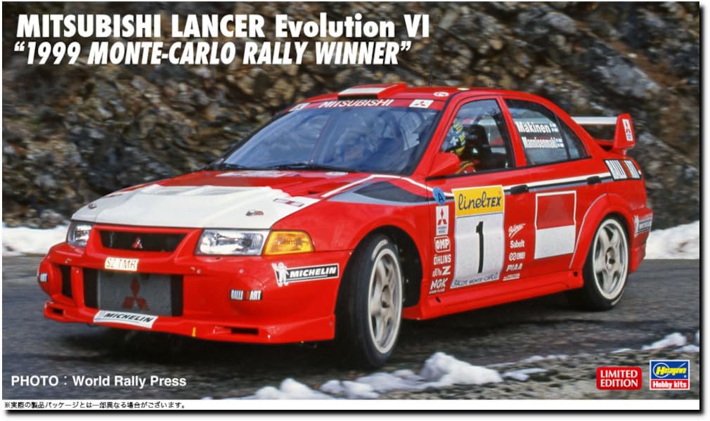 Hasegawa 1/24 Mitsubishi Lancer Evo Vi 1999 Monte Carlo Rally Winner Japan Plastic Model 20666