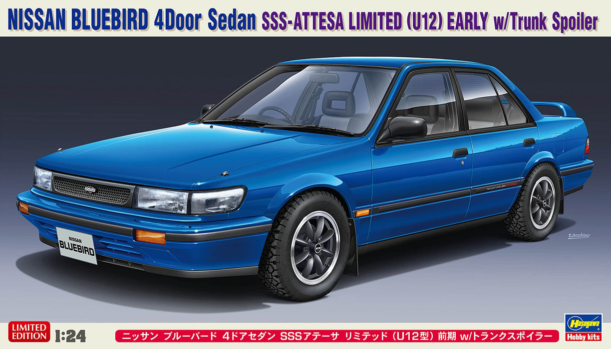 HASEGAWA 1/24 Nissan Bluebird 4 Door Sedan Sss Attesa Limited U12 Early Model W/Trunk Spoiler Plastic Model
