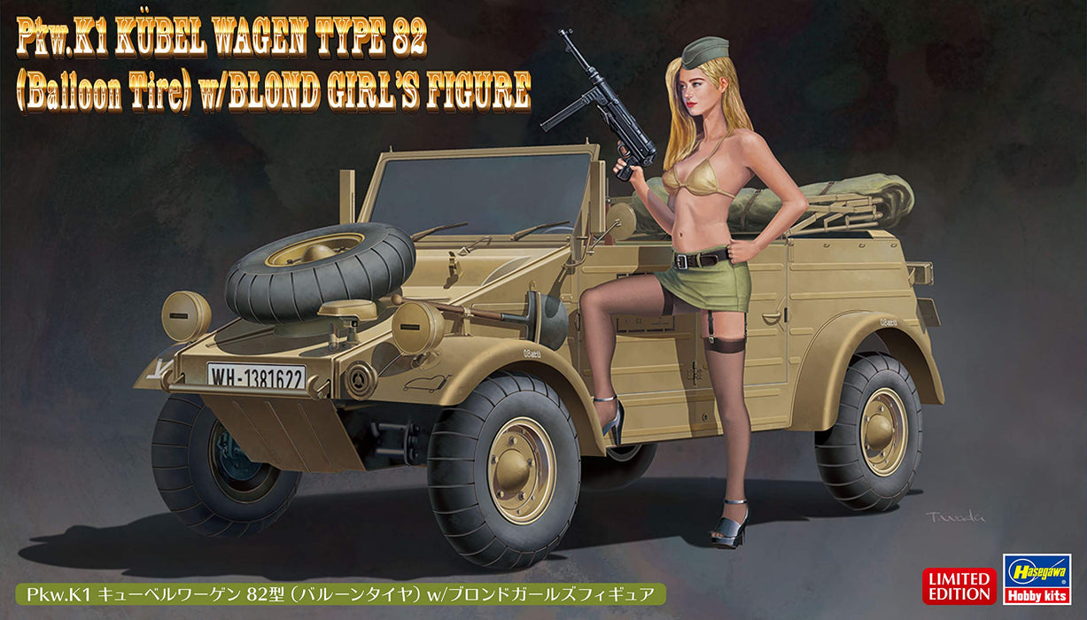 HASEGAWA 1/24 Pkw.K1 Kubelwagen Type 82 W/Blond Girl Figur Plastikmodell