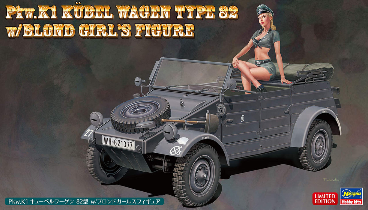 HASEGAWA 22534 Pkw.K1 Kubelwagen Type 82 avec figurine de fille blonde à l'échelle 1/24