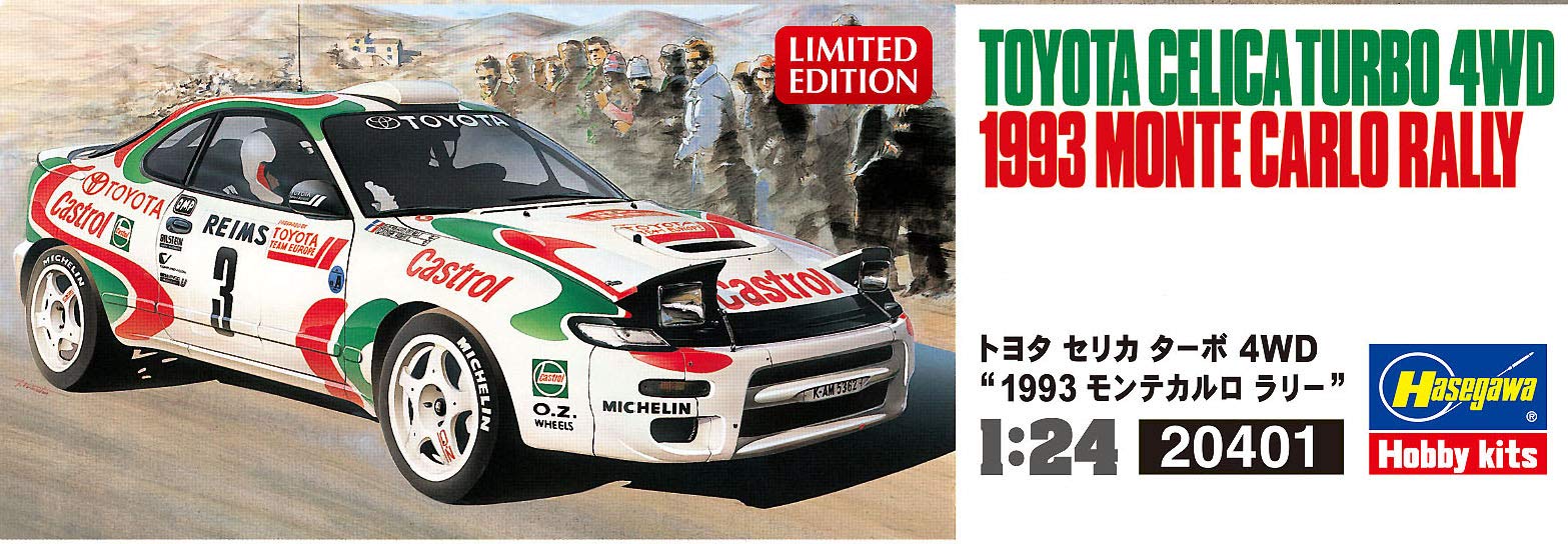 HASEGAWA 20401 Toyota Celica Turbo 4Wd 1993 Monte Carlo Rallye 1/24 Kit Échelle