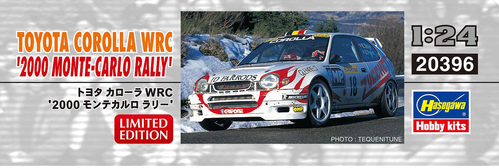 HASEGAWA 20396 Toyota Corolla Wrc '2000 Monte-Carlo Rally' 1/24 Scale Kit