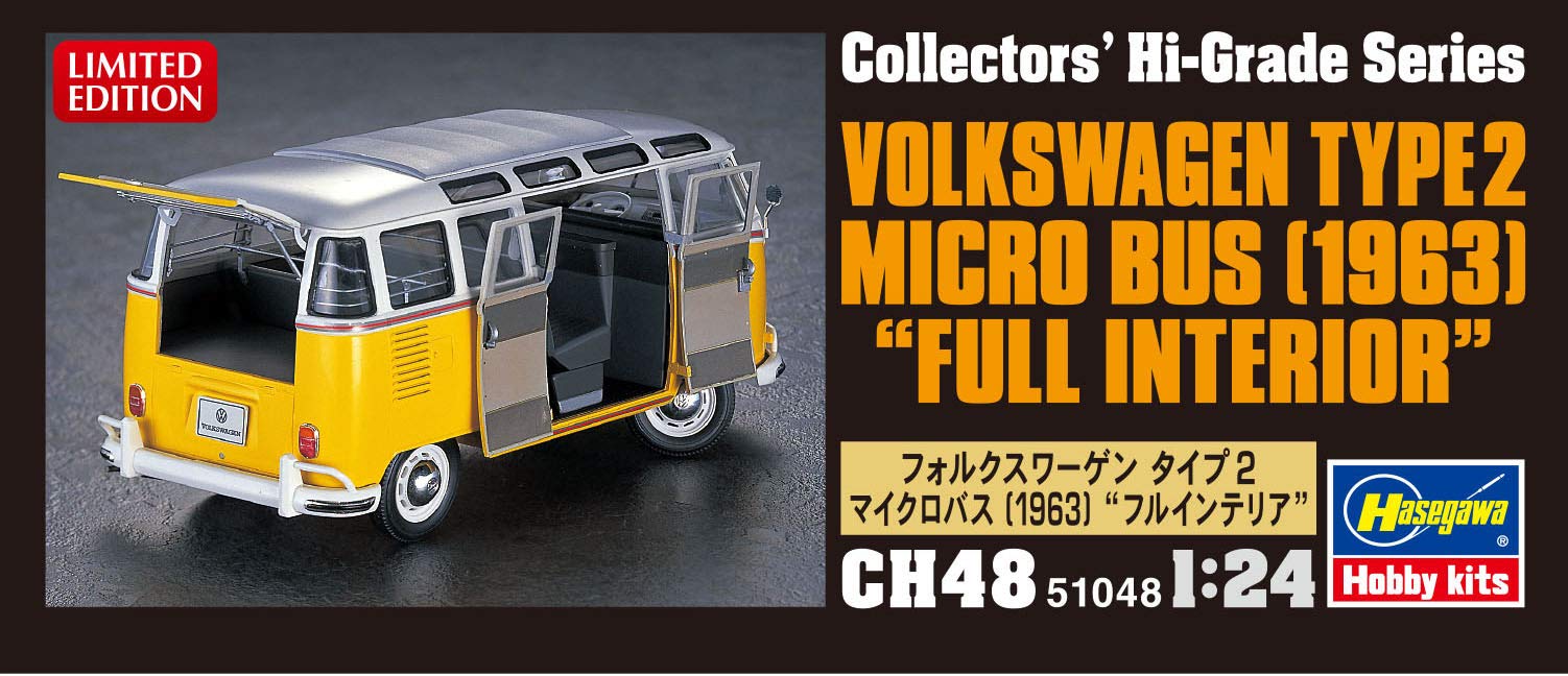 Hasegawa 1/24 Volkswagen Type 2 Microbus (1963) Full Interior Plastique Modèle Ch48