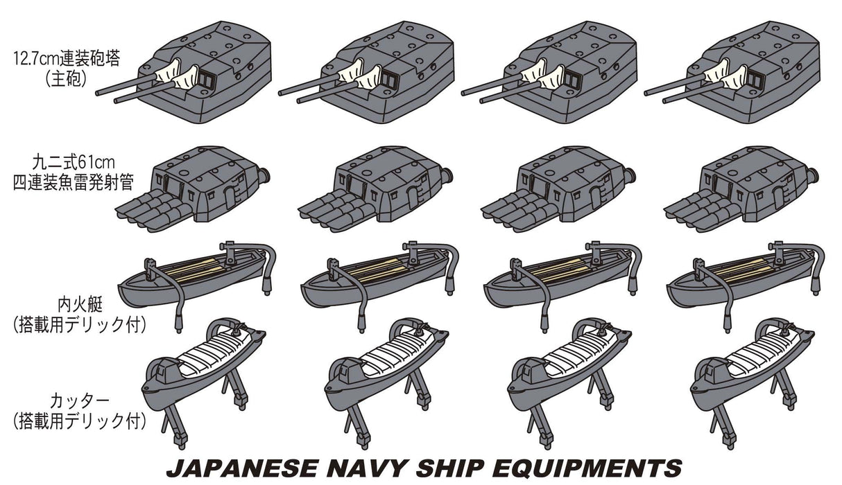 Hasegawa 1/350 Japanese Navy Ship Equipment Set D 12.7Cm Twin Turret