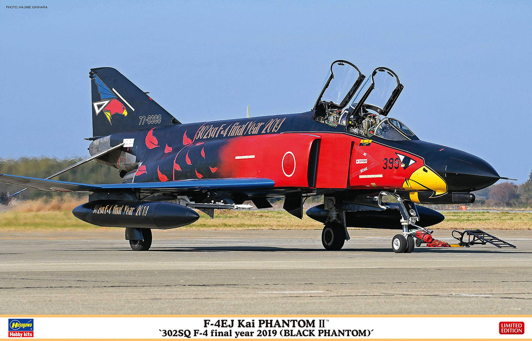 HASEGAWA 07476 F-4Ej Kai Super Phantom 302Sq F-4 Final Year 2019 Black Phantom Bausatz im Maßstab 1:48