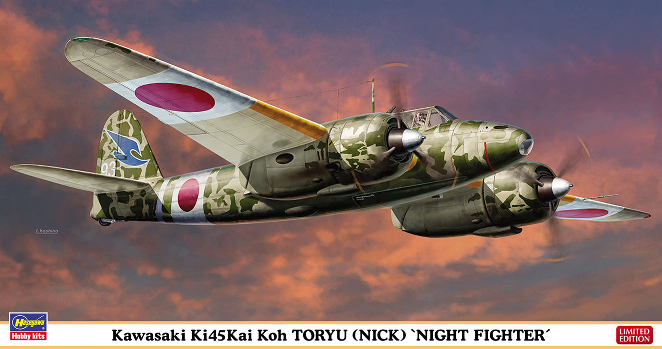 HASEGAWA 1/48 Kawasaki Ki-45-Kai Machine de combat à deux types de siège Dragon Slayer Typea 'Night Fighter' modèle en plastique