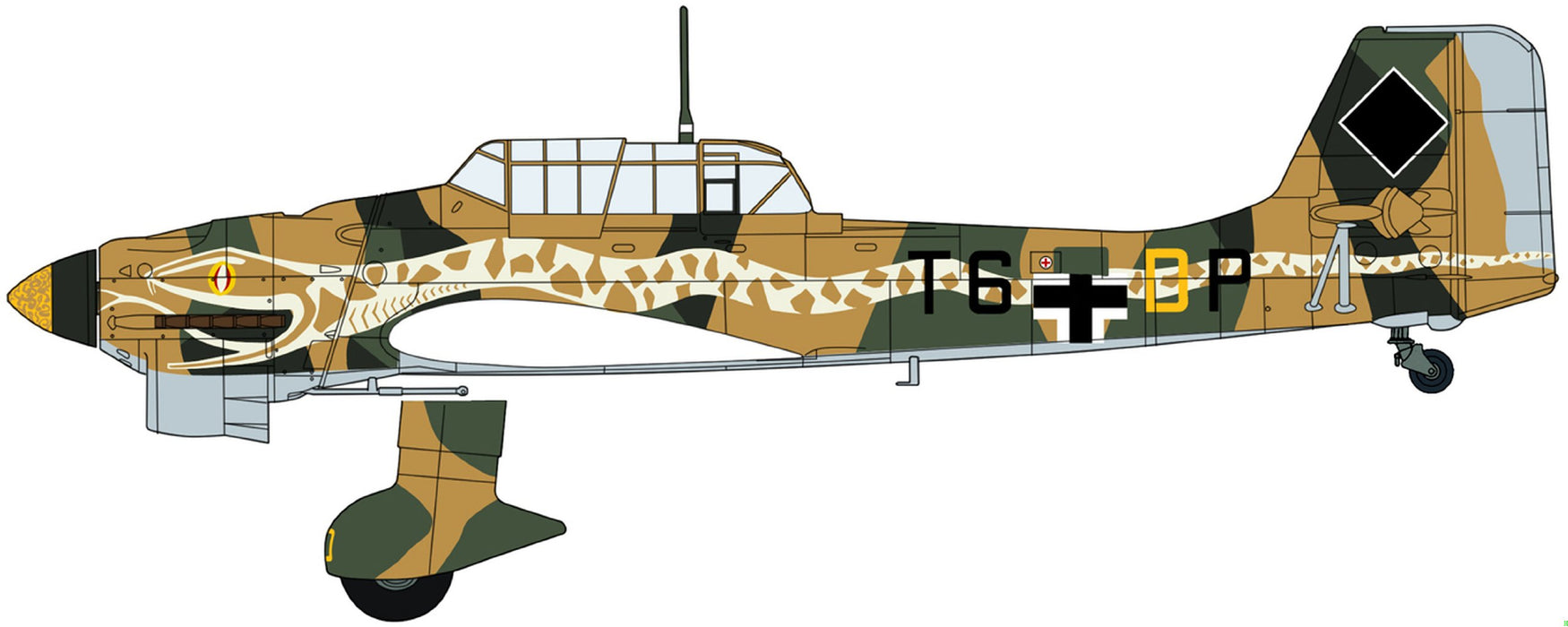 HASEGAWA - 07337 Luftwaffe Junkers Ju87R-2 Stuka Desert Snake Bausatz im Maßstab 1:48