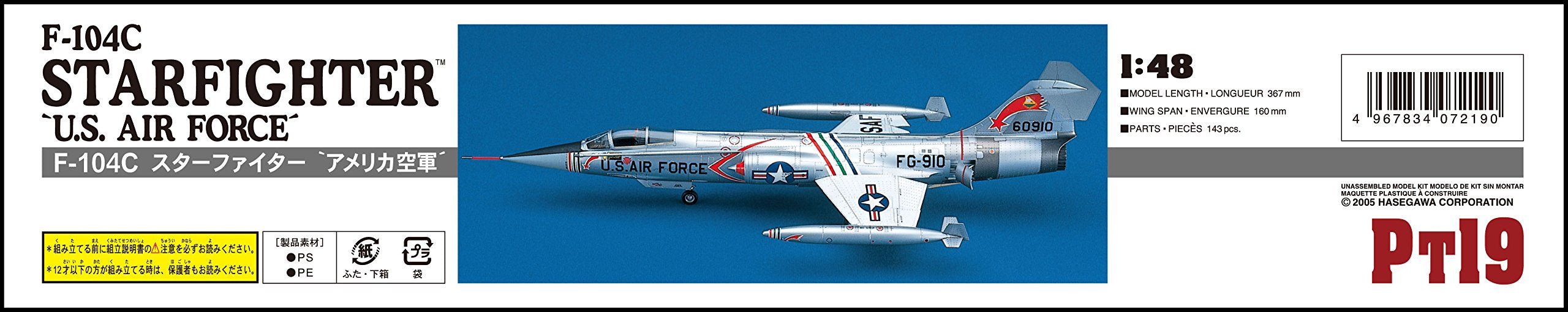 Hasegawa 1/48 Us Air Force F-104C Starfighter Plastique Maquette Pt19