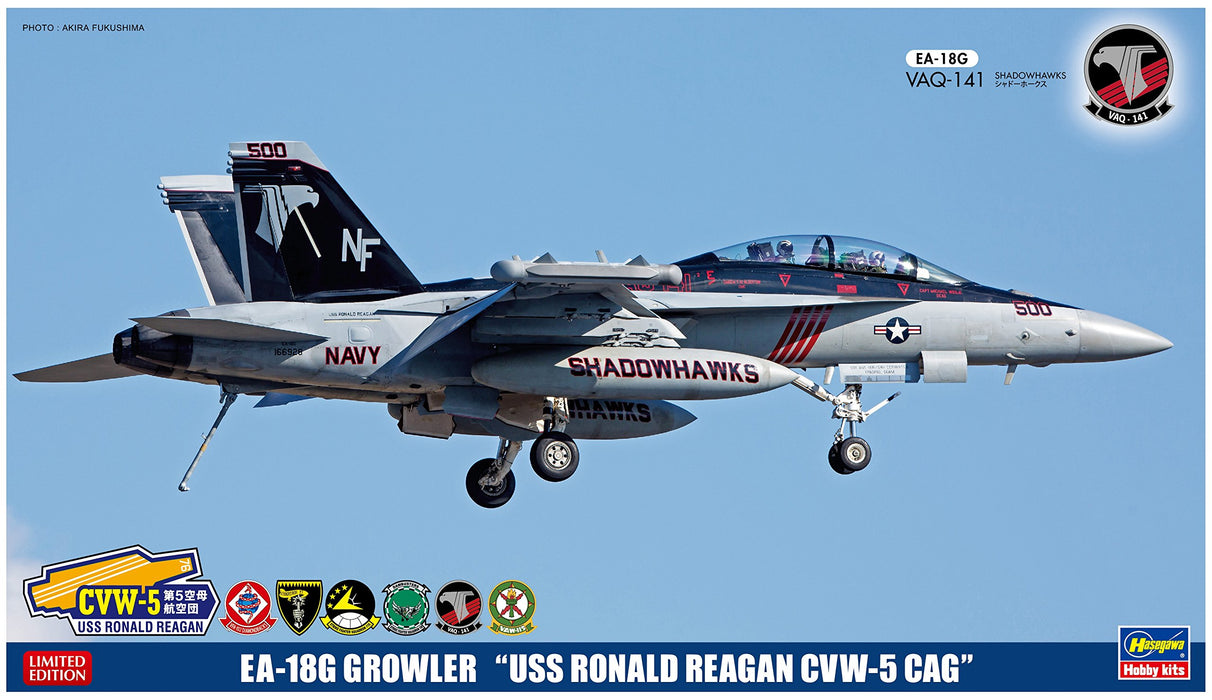 HASEGAWA Sp344 Ea-18F Growler Uss Ronald Reagan Cvw-5 Cag Bausatz im Maßstab 1:72