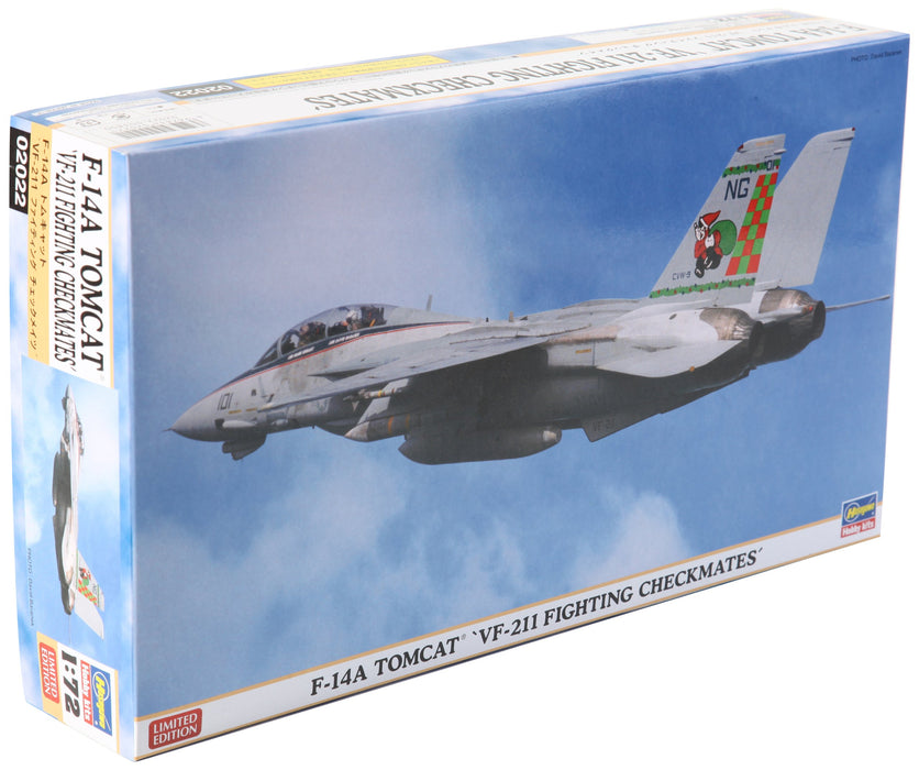 HASEGAWA 02022 F-14A Tomcat Vf-211 Fighting Checkmates 1/72 Scale Kit